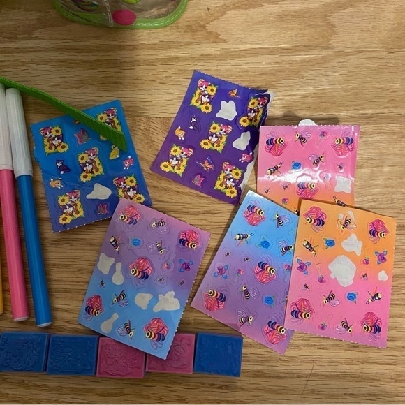 Vintage Lisa Frank Zoomer & Zorbit Dancing Aliens Mini Bag W/ Stickers Stampers - Picture 10 of 11